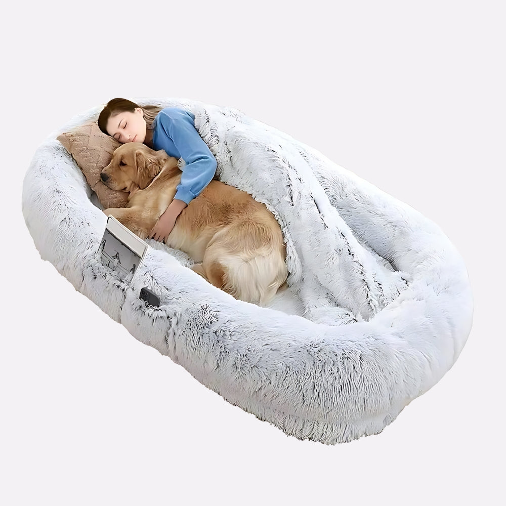 Human Size Dog Bed with Pillow Blanket