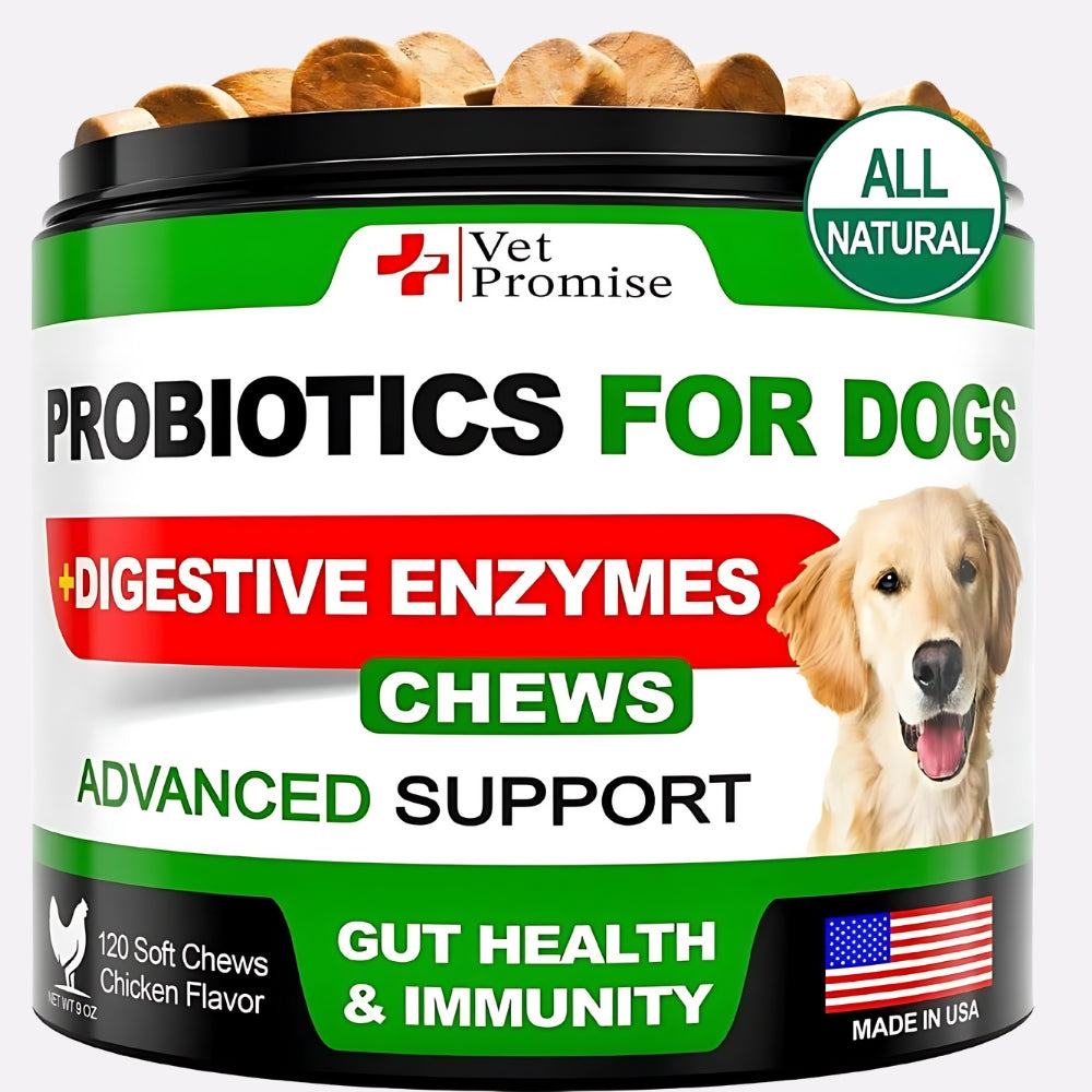 Probiotics for Dogs Digestive Enzymes for Good Health Itchy Skin 120 Chews