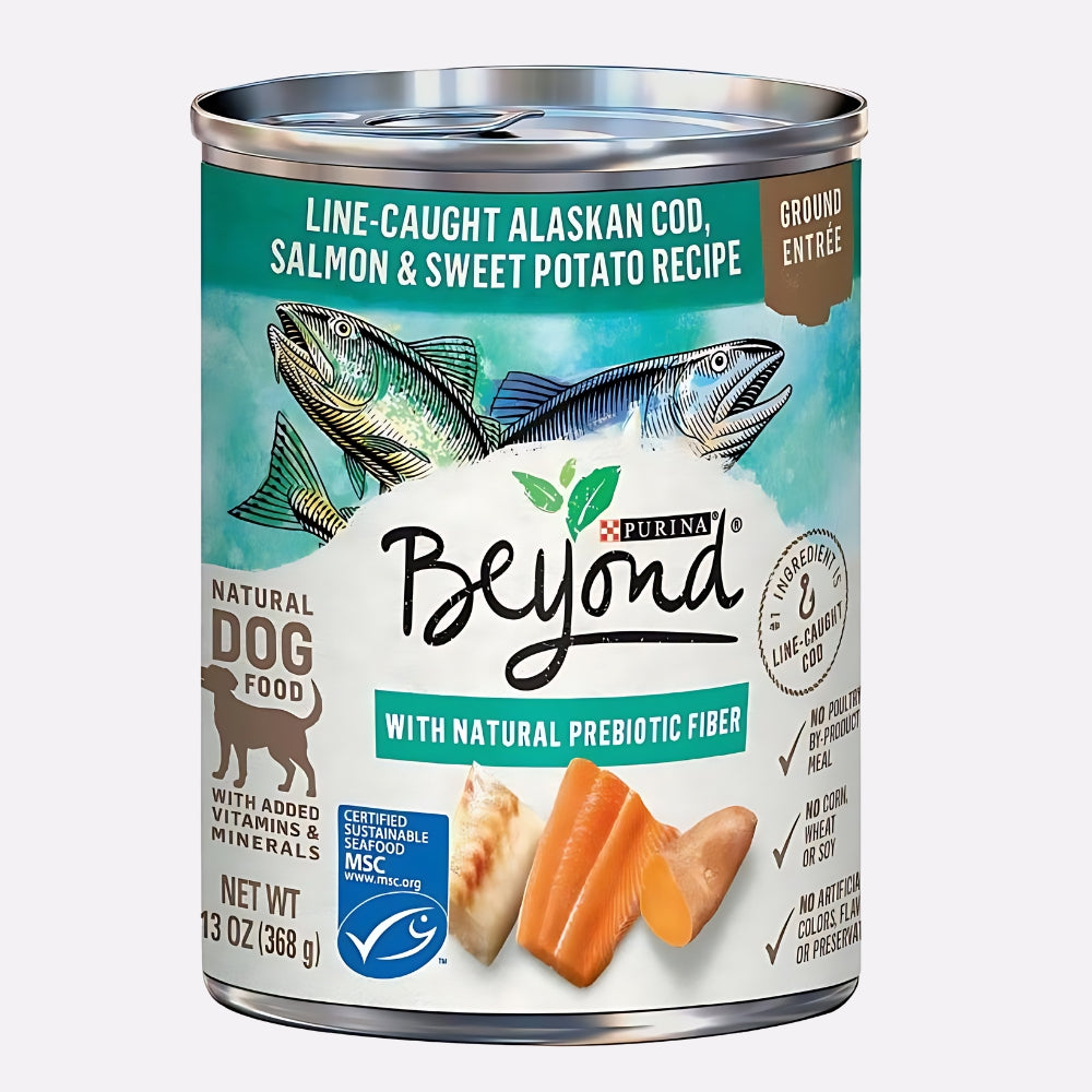 Purina Beyond Natural Wet Dog Food Pate Grain Free Alaskan Cod Salmon & Sweet Potato Recipe 13 oz Can