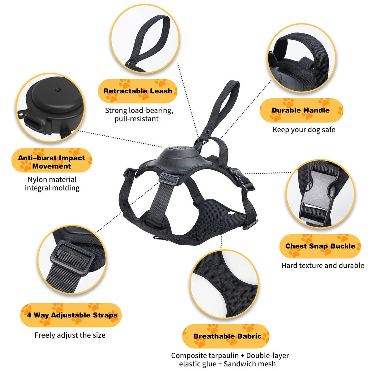 All-in-One Dog Harness and Retractable Leash Set