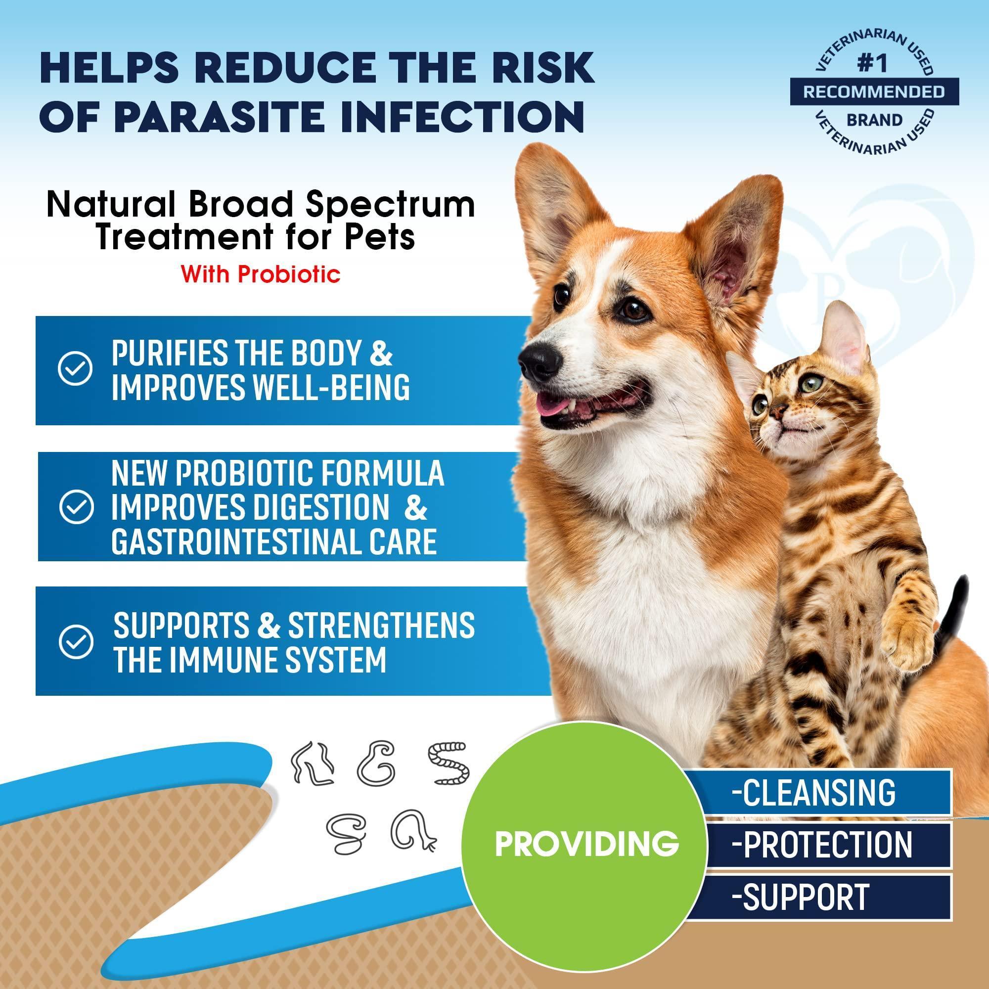 Dogs Natural Worm Treatment with Probiotic Liquid Herbal Medicine Prevention Medication Supplement Drops for Puppies for Daily Use with Pet Food