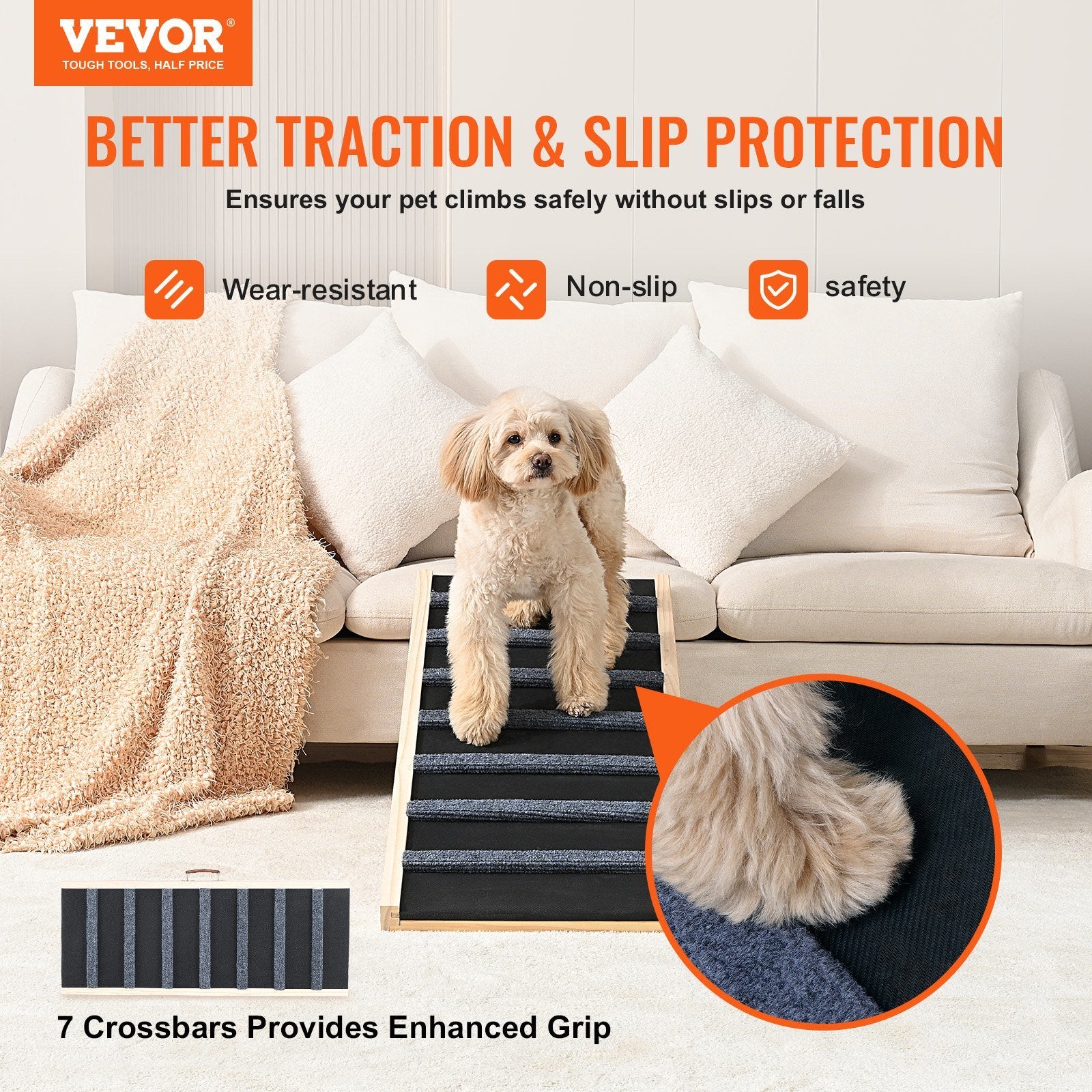 VEVOR Adjustable Dog Ramp for Small, Large, Old Dogs