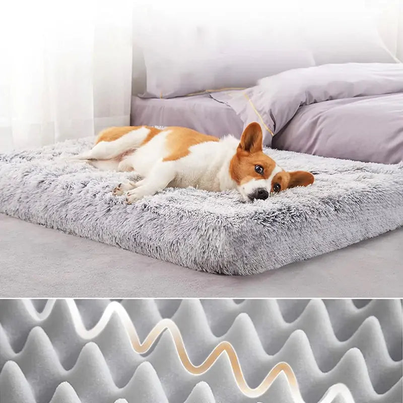 Furry Washable Dog Bed with High Quality Egg Crate Memory Foam