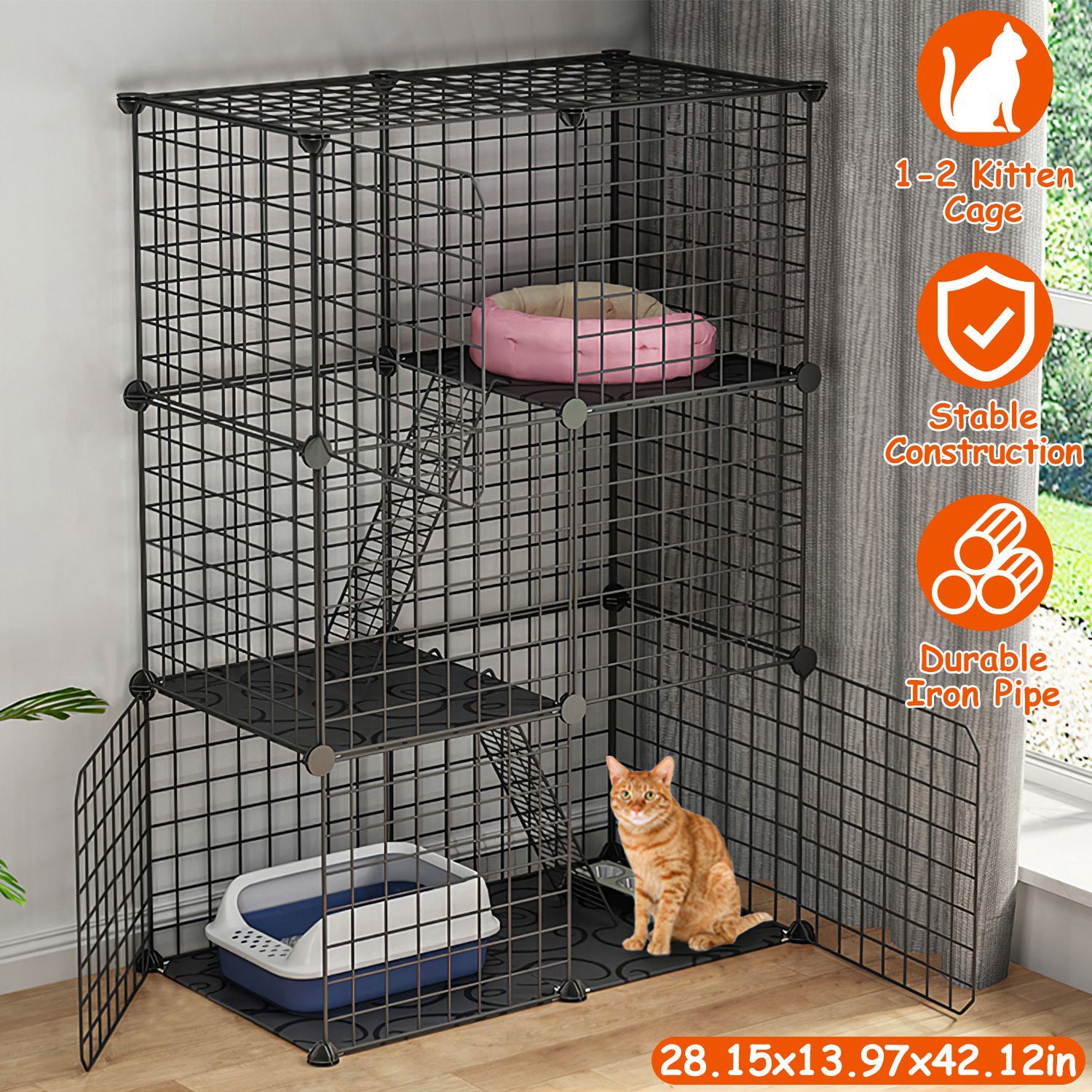 3 Tier Cat Playpen Cage Metal Indoor Cat