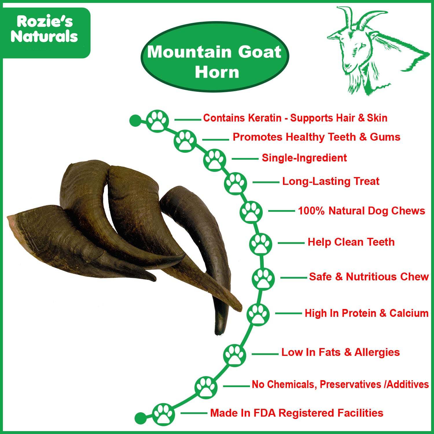 Mountain Goat Horn-100% Natural Dog