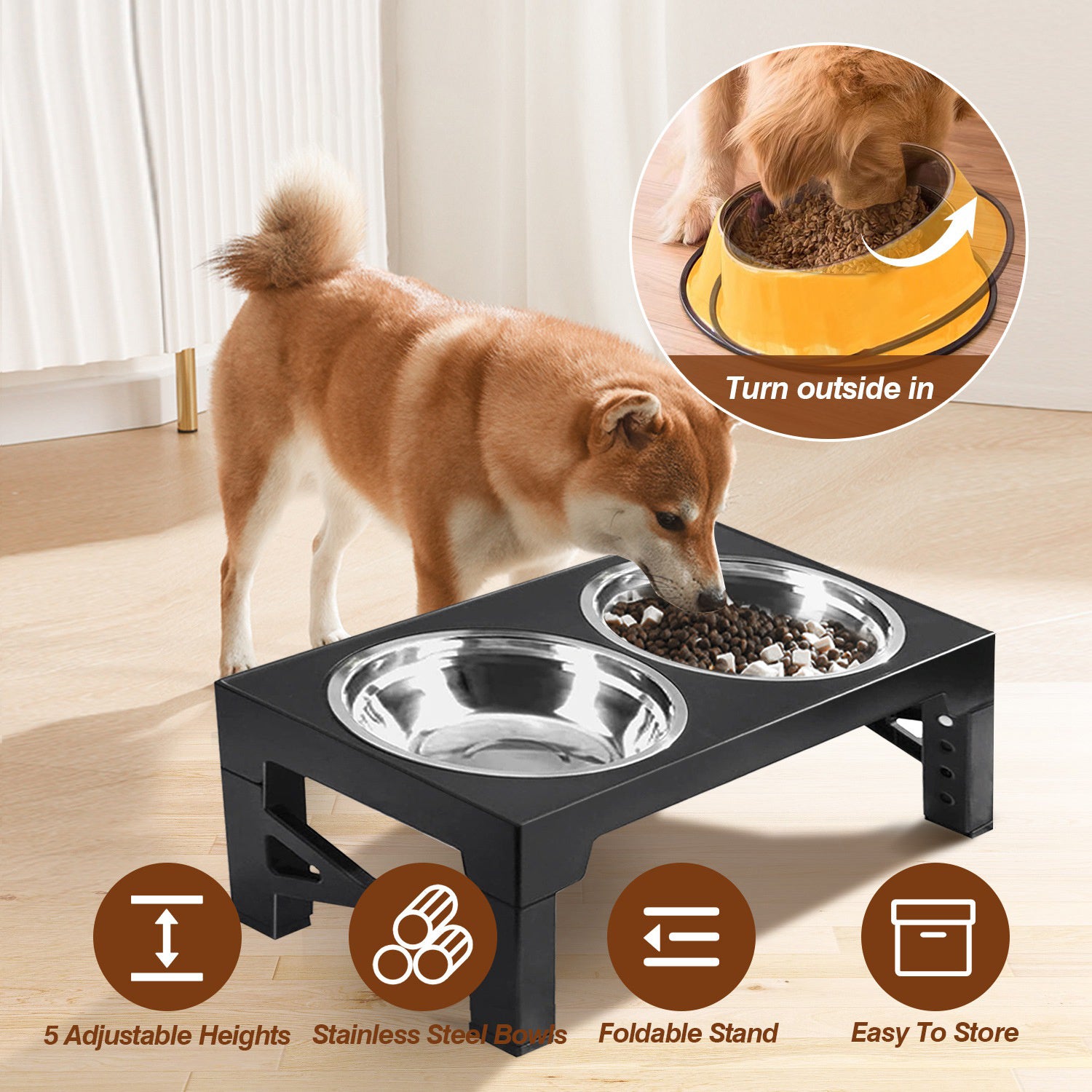 Dog Raised Bowls with 6 Adjustable