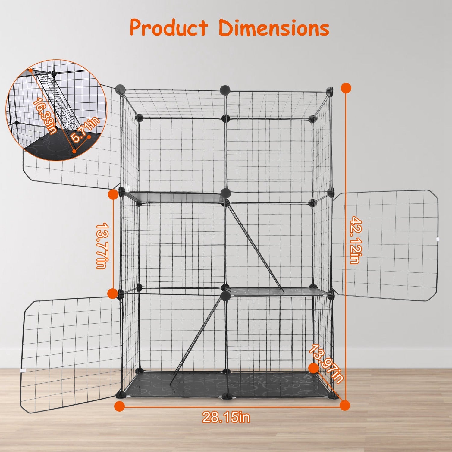 3 Tier Cat Playpen Cage Metal Indoor Cat