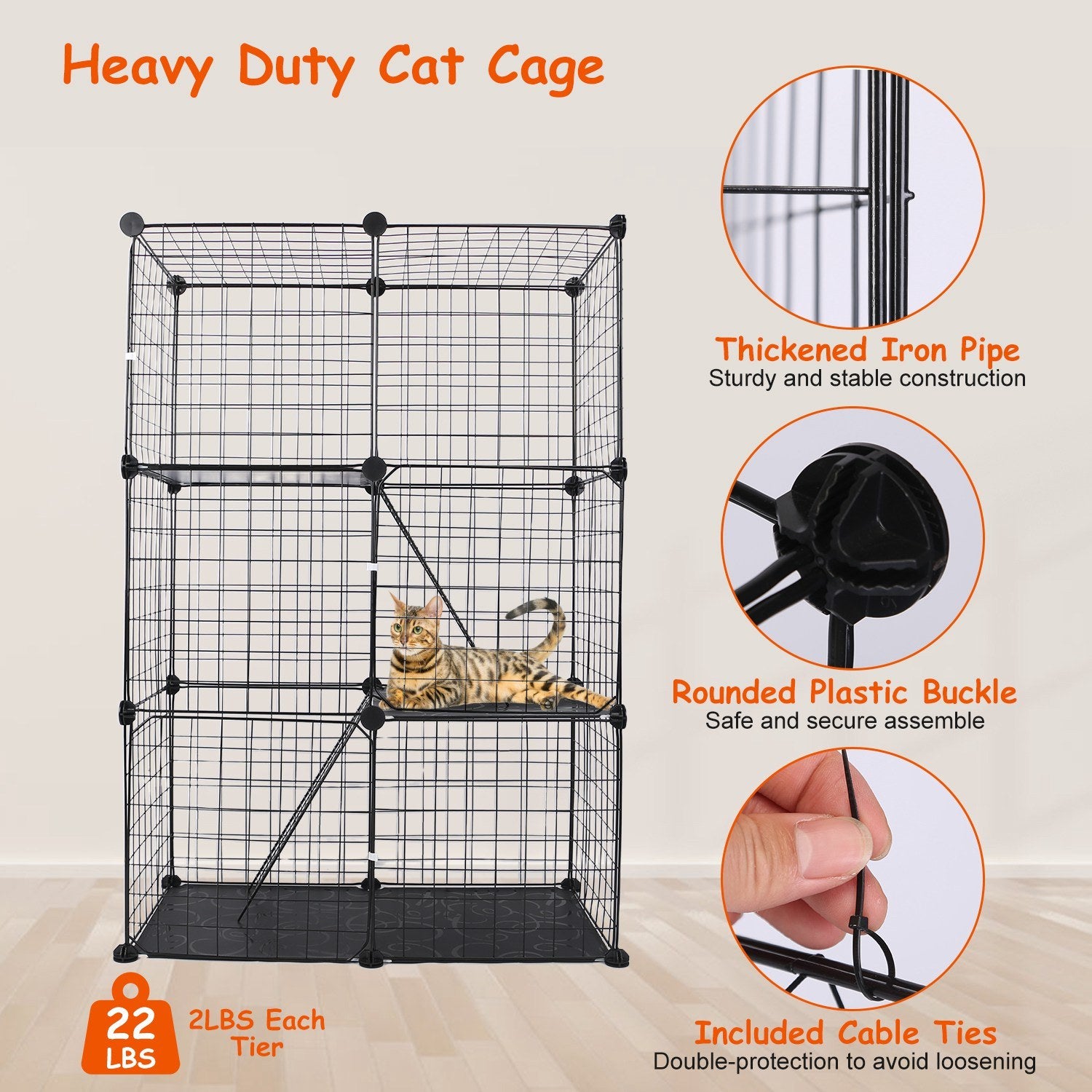 3 Tier Cat Playpen Cage Metal Indoor Cat