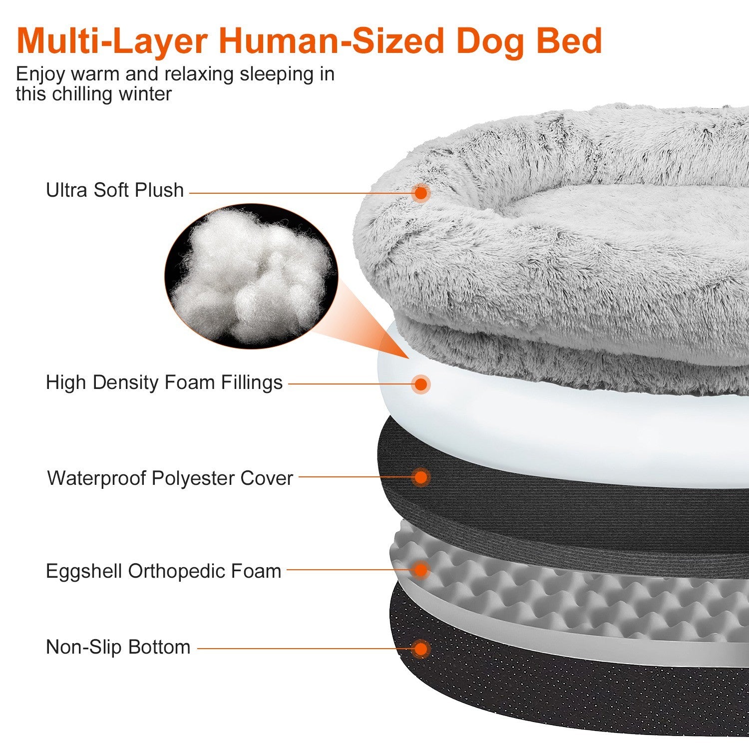 Human Size Dog Bed with Pillow Blanket