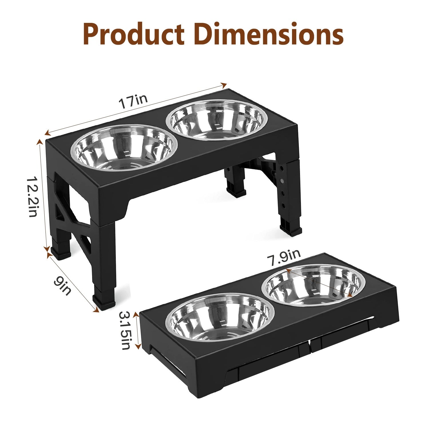 Dog Raised Bowls with 6 Adjustable