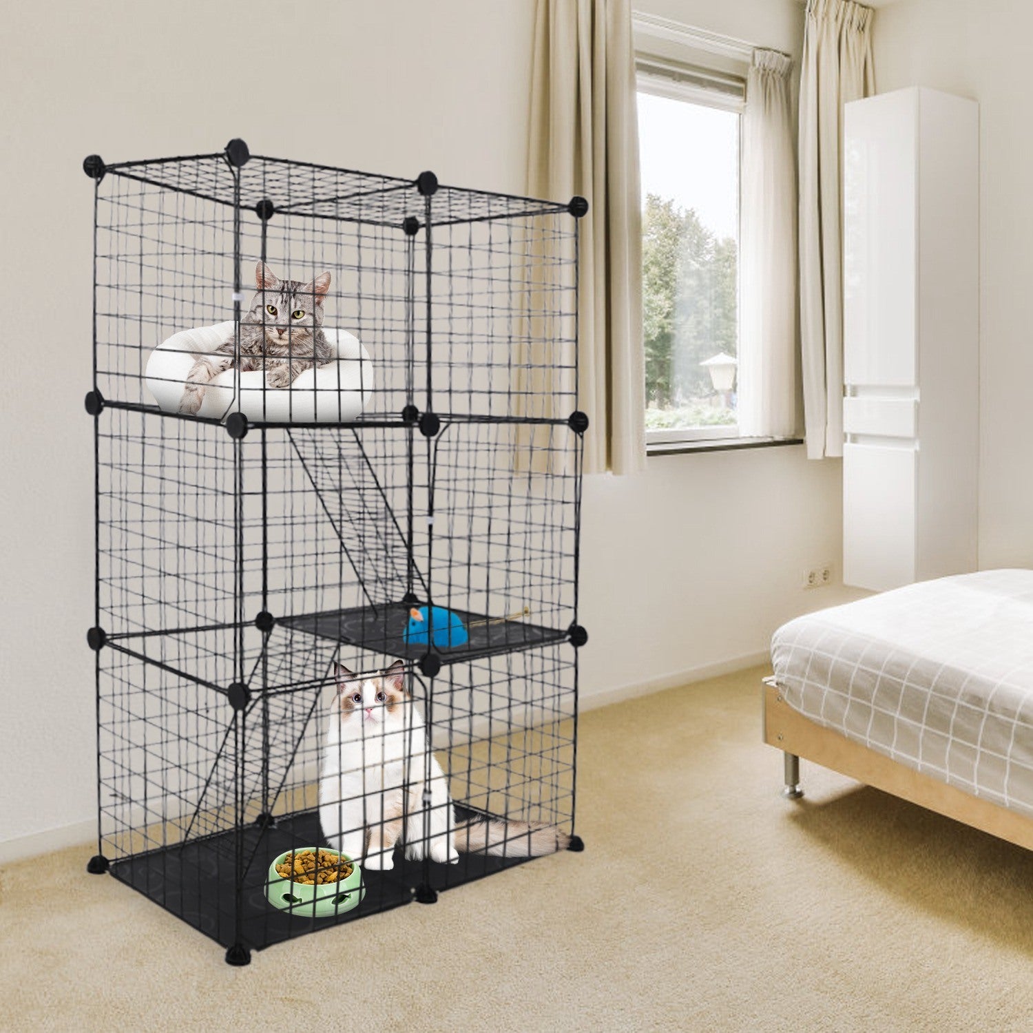 3 Tier Cat Playpen Cage Metal Indoor Cat